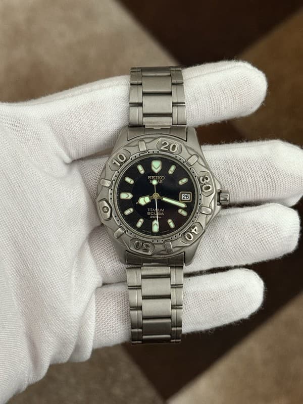 Rare Vintage Seiko Solar Titanium 5K25-0A10 Men’s Sports Watch JDM 1990s