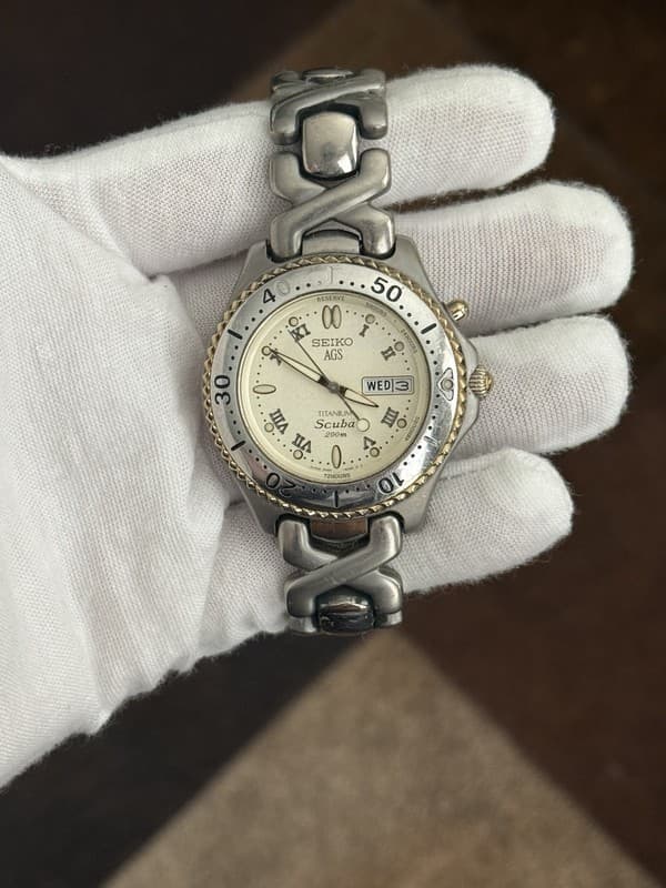 Rare Vintage Seiko AGS Titanium Scuba Men’s Automatic Sports Watch 5M23-6B60 JDM