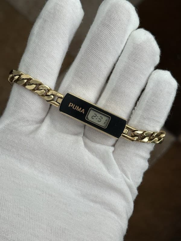 Rare Vintage Puma Men’s Cuban Link LCD Bracelet Watch JDM 1980s