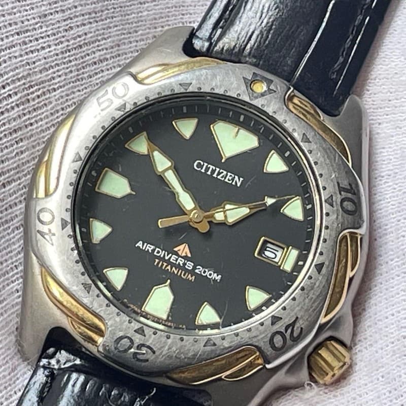 Rare Vintage Citizen Titanium Air Divers Men’s Sports Watch 5512-F52088 JDM 90s