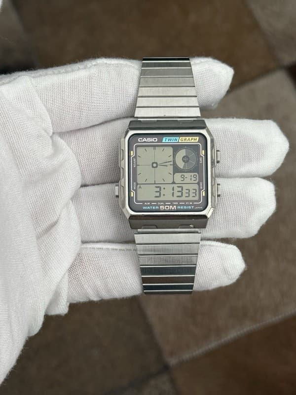 Rare Vintage Casio Twin Graph AE-210 Men’s Digital Sports Watch Mod. 588 JDM 80s