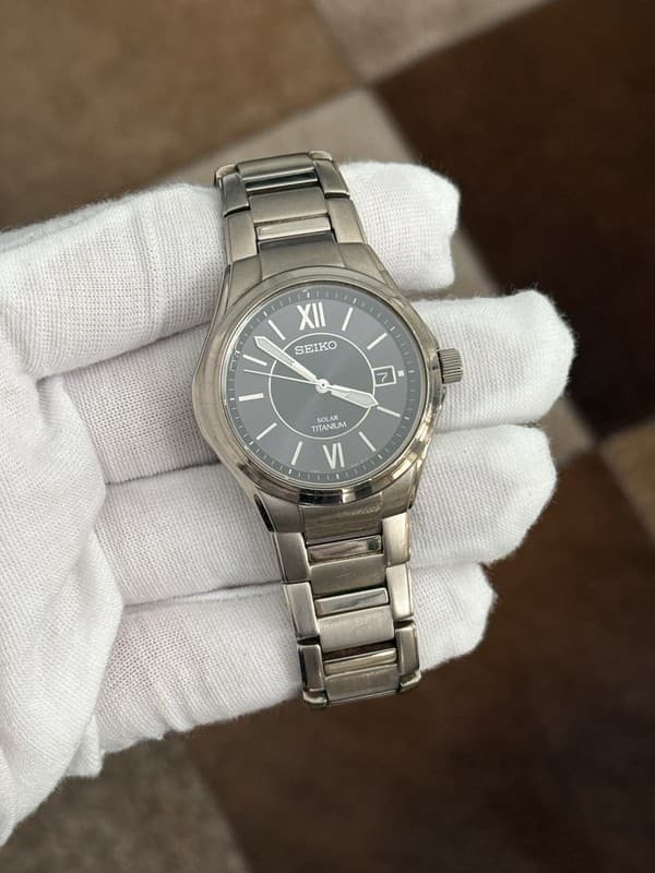 Rare Vintage Seiko Solar Titanium V147-0AC0 Men’s Sports Dress Watch JDM 1990s
