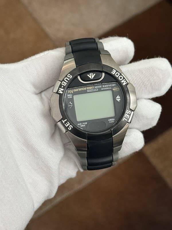Rare Vintage Citizen Promaster Cyber Aqualand Titanium Digital Dive Watch N11039