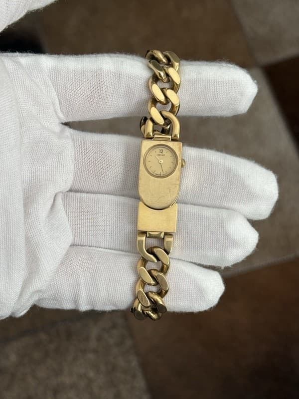 Rare Vintage Seiko 1E20-0350 Men’s Cuban Link Bracelet Watch JDM 1980s