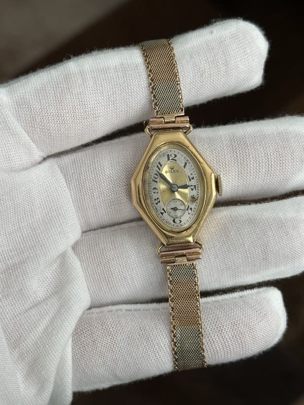 Vintage Rolex 9k Gold Fancy Dial Art Deco Cocktail Watch 1920s