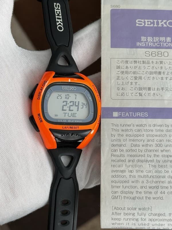 Rare Seiko Super Runners S680-00A0 Tokyo Marathon Solar Digital Sports Watch JDM