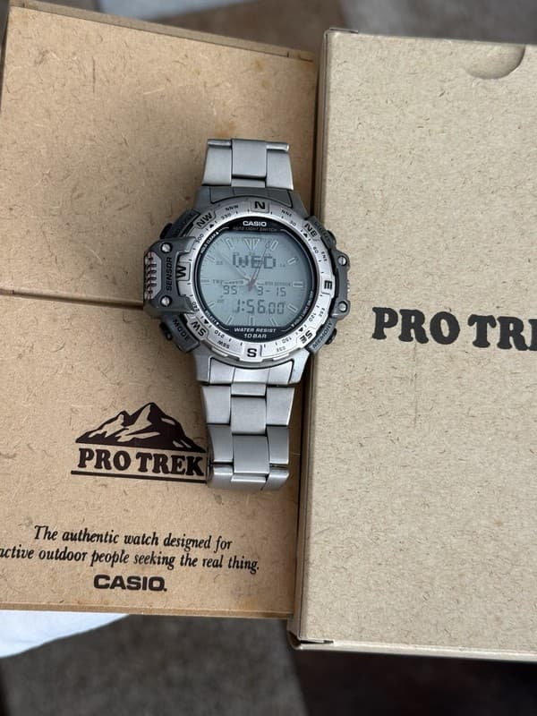 Rare Vintage Casio Pro Trek Twincept PRT-500 Titanium Ana-Digi Sports Watch JDM