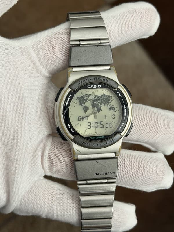 Rare Vintage Casio ABX-53 Twincept World Time Data Bank Ana-Digi Watch JDM 1990s