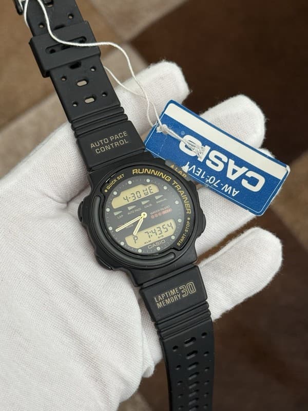 NOS Rare Vintage Casio AW-70 Running Trainer Men’s Ana-Digi Sports Watch JDM 80s