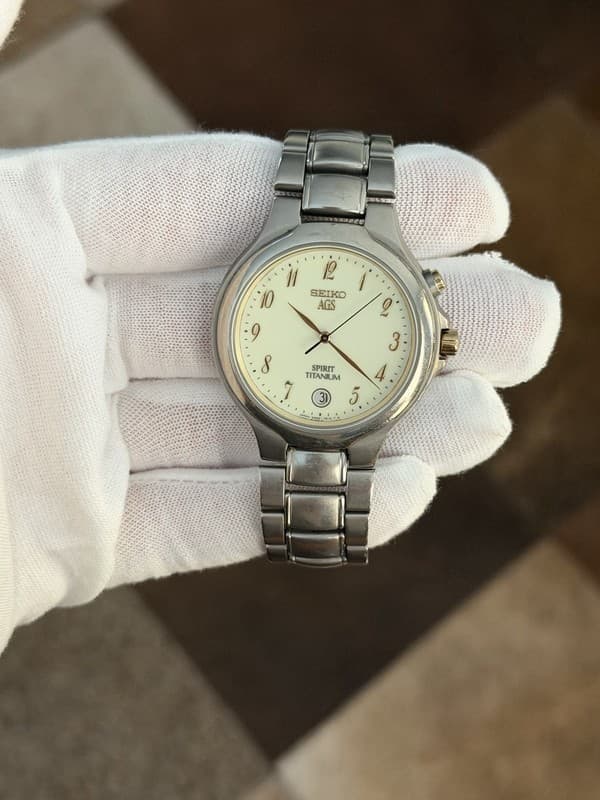 Rare Vintage Seiko Spirit AGS 5M22-7B80 Men’s Titanium Automatic Watch JDM 1990s