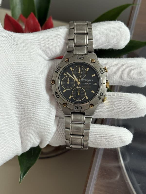 Rare Vintage Alba Epsilon Men’s Titanium Chronograph Sports Watch Y657-7020 JDM