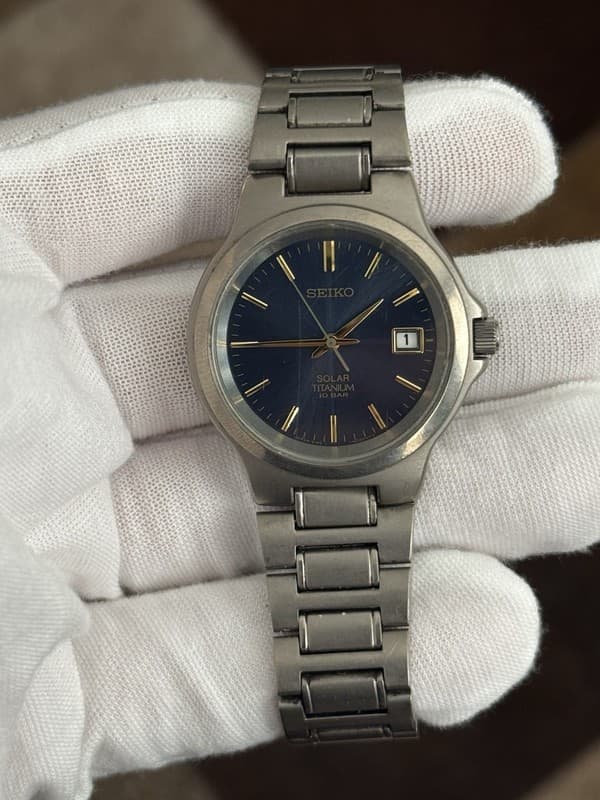 Rare Vintage Seiko Solar Titanium V145-0D60 Men’s Sports Watch JDM 1990s