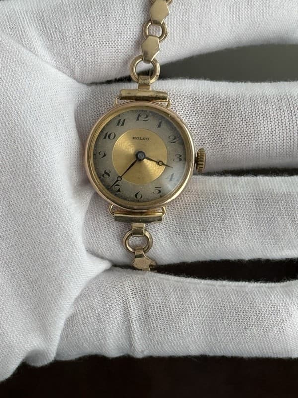 Vintage Rolex Rolco 9ct Gold Fancy Dial Art Deco Cocktail Watch