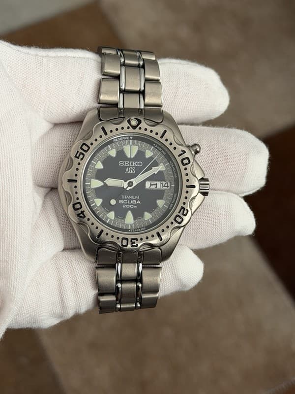 Rare Vintage Seiko AGS Scuba Titanium 5M23-6B40 Men’s Automatic Sports Watch JDM