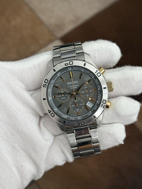 Rare Vintage Seiko Chronograph 6T63-00E0 Men’s Tachymeter Sports Watch JDM 1990s