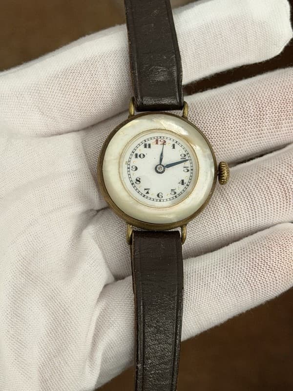 Vintage Tavannes Watch Co. Mother Of Pearl Enamel Dial Art Deco Manual Watch