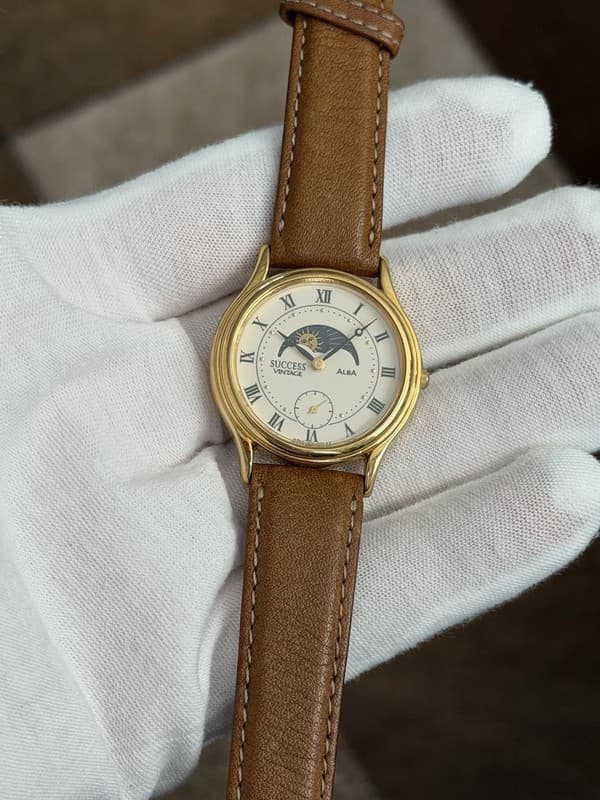 Rare Vintage Seiko Alba Success Moon Phase V806-0160 Men’s Dress Watch JDM 1980s