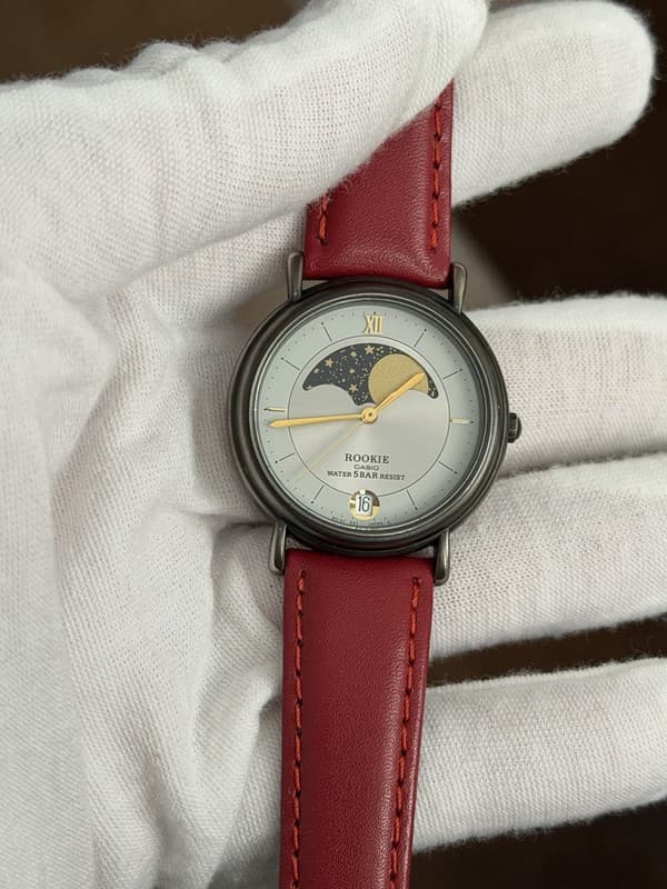 Rare Vintage Casio Rookie RKT-381 Moon Phase Men’s Classic Dress Watch JDM 1980s