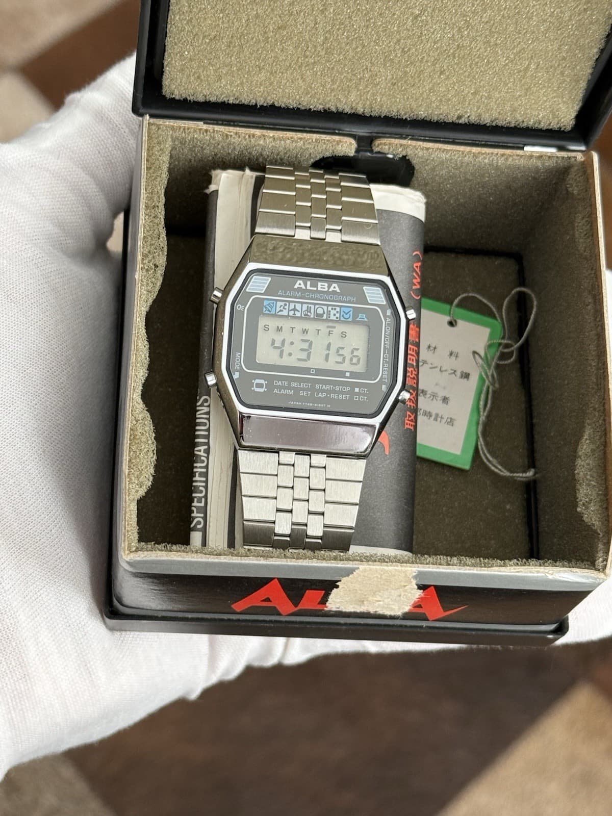 NOS Rare Vintage Alba V749-5150 Men’s Alarm Chronograph Digital Sports Watch JDM