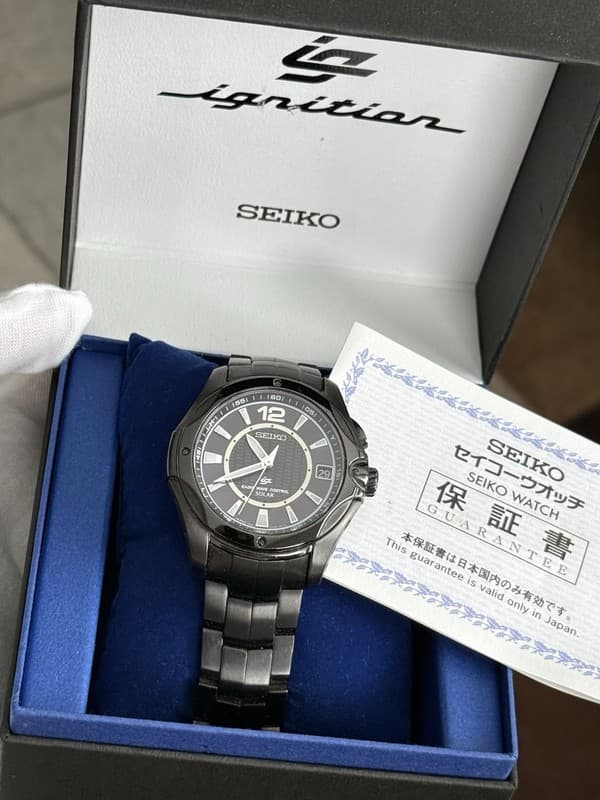 Rare Vintage Seiko Ignition 7B22-0AA0 Titanium Radio Wave Solar Men’s Watch JDM