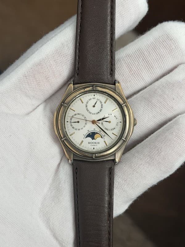 Rare Vintage Casio Rookie RKT-905 Moon Phase Men’s Classic Dress Watch JDM 1980s