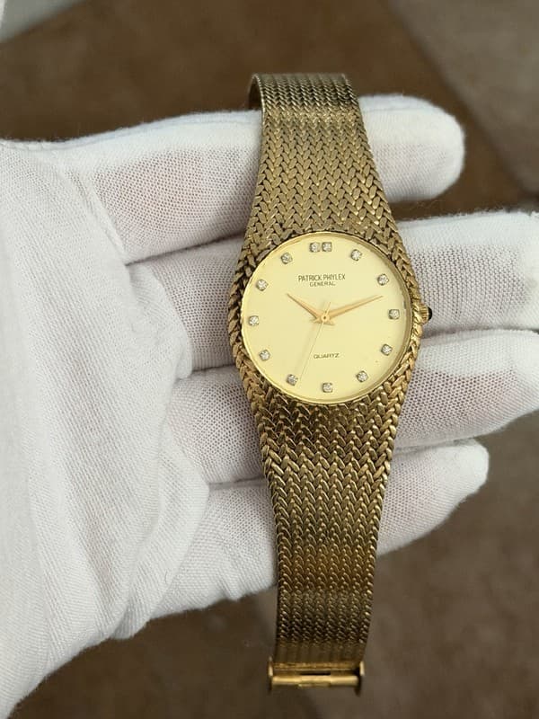 Rare Vintage Patrick Phiylex Quartz 18K GP Men’s Dress Watch JDM 1970s
