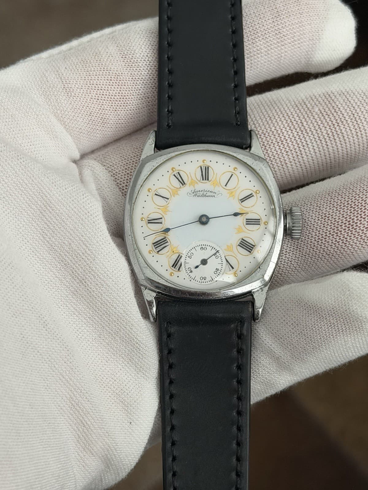Vintage Waltham Art Deco Fancy Enamel Dial Engraved Men’s Classic Dress Watch