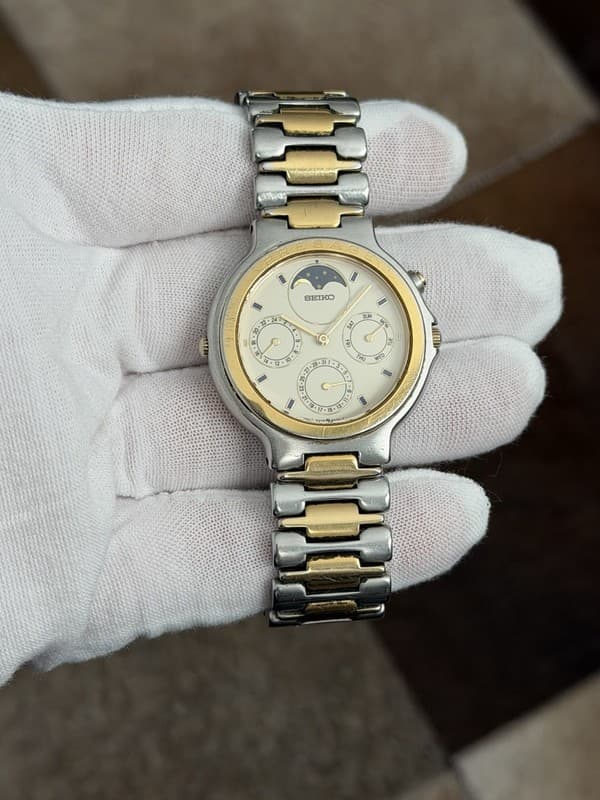 Rare Vintage Seiko Presage 7F38-6040 Men’s Moon Phase Dress Watch JDM 1980s