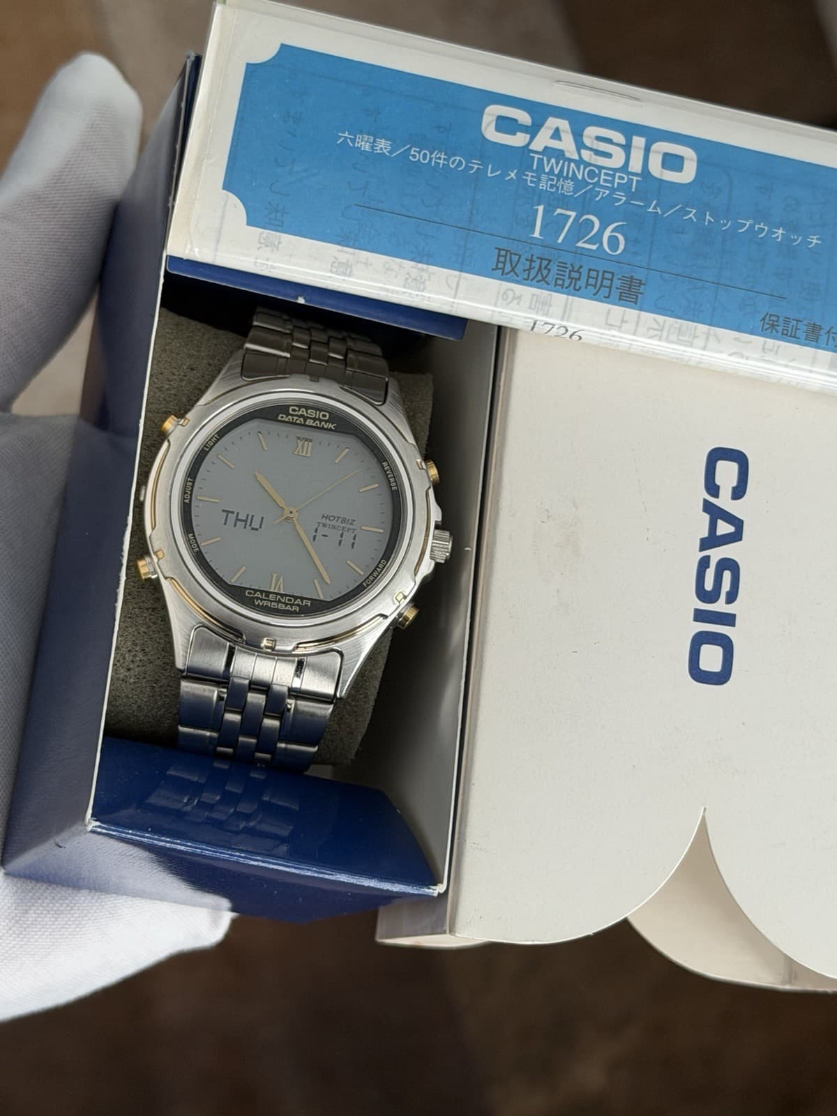 NOS Rare Vintage Casio ABX-631 Hotbiz Twincept Data Bank Ana-Digi Watch JDM 90s