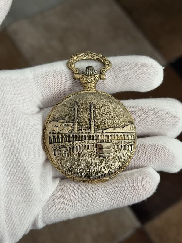 Vintage Swing Men’s Mechanical 17J Pocket Watch Ornate Kaaba Mosque Case