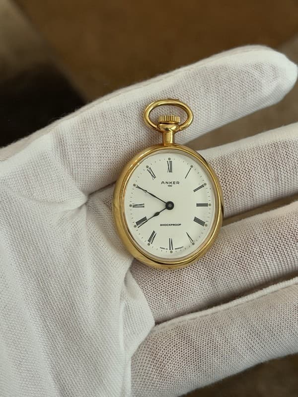 Vintage Anker 100 Shockproof Men’s German Manual Wind Pocket Watch
