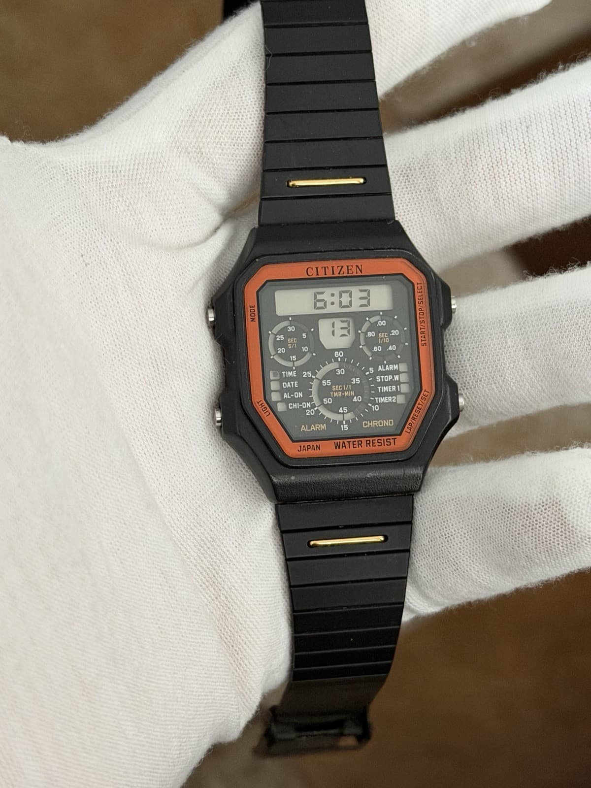 Rare Vintage Citizen D046 Men’s Alarm Chronograph Digital Sports Watch JDM 1980s