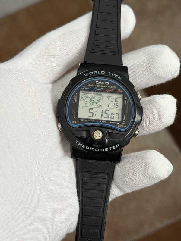 Rare Vintage Casio World Time Thermometer TS-150 Men’s Digital Sports Watch JDM