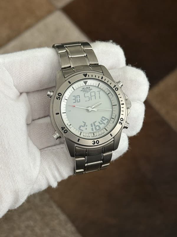 Rare Vintage Alba World Time Titanium Ana-Digi Men’s Sports Watch NX04-0AD0 JDM