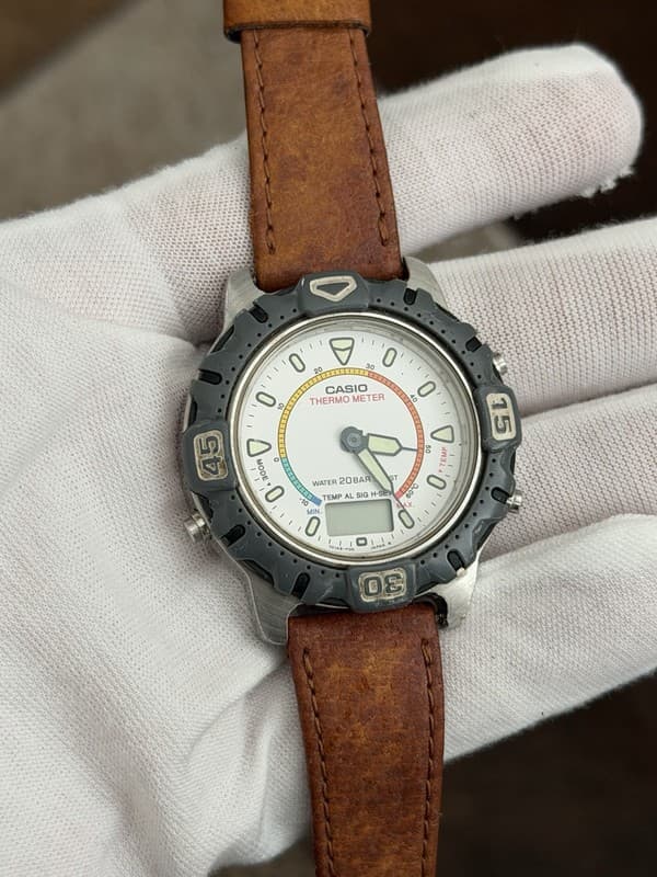 Rare Vintage Casio Thermo Meter AD-735 Men’s Ana-Digi Sports Watch JDM 1980s