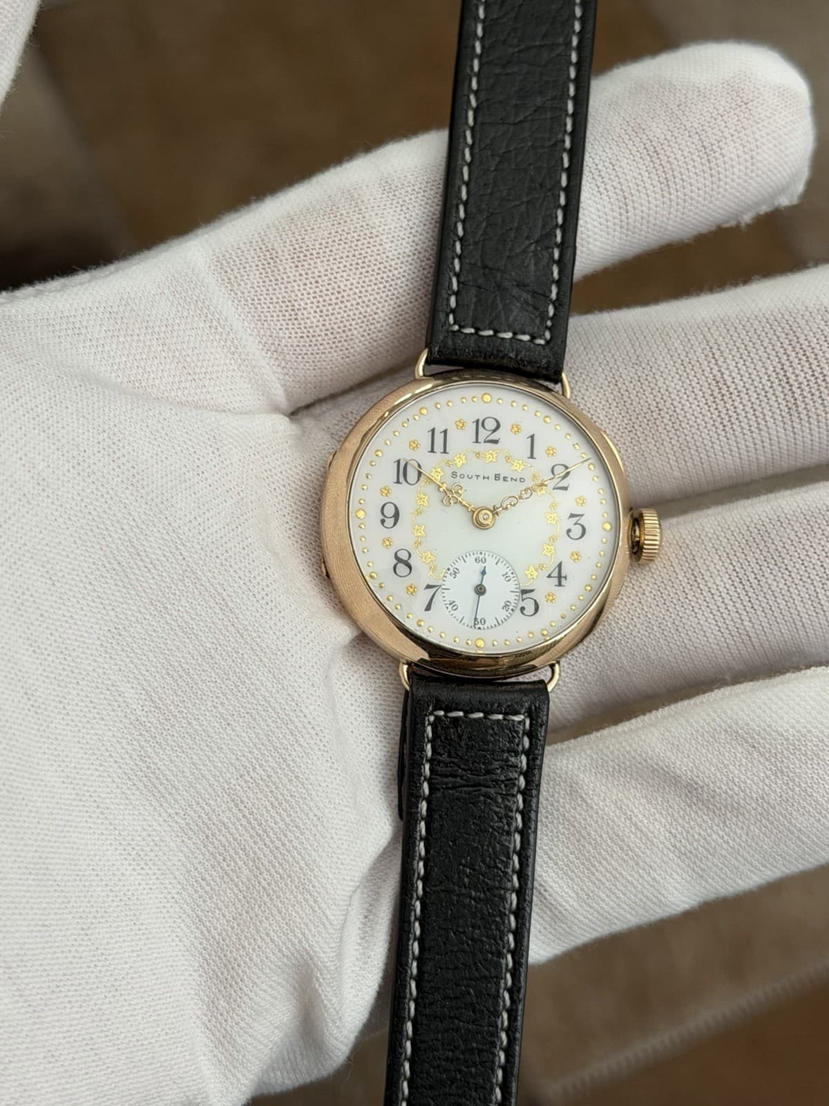 Vintage South Bend Keystone Art Deco Fancy Enamel Dial Men’s Classic Dress Watch