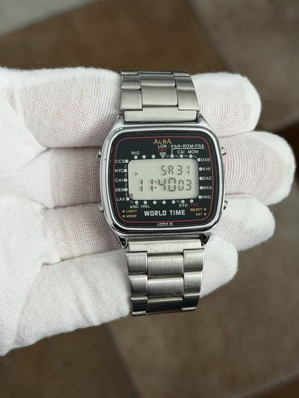 Rare Vintage Alba World Time W308-4000 Men’s Digital Sports Travel Watch JDM 80s