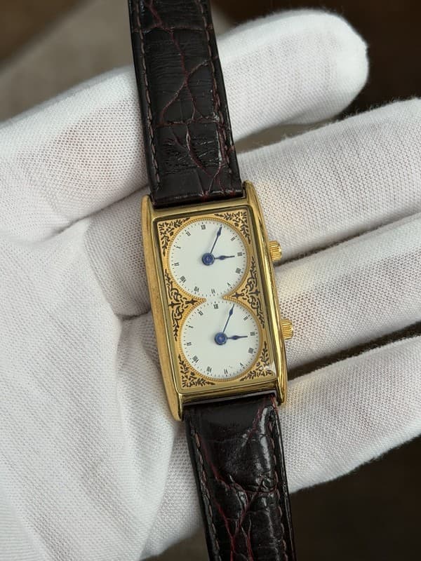 Rare Vintage Metropolitan Museum of Art MET Dual Time Men’s Fancy Dress Watch