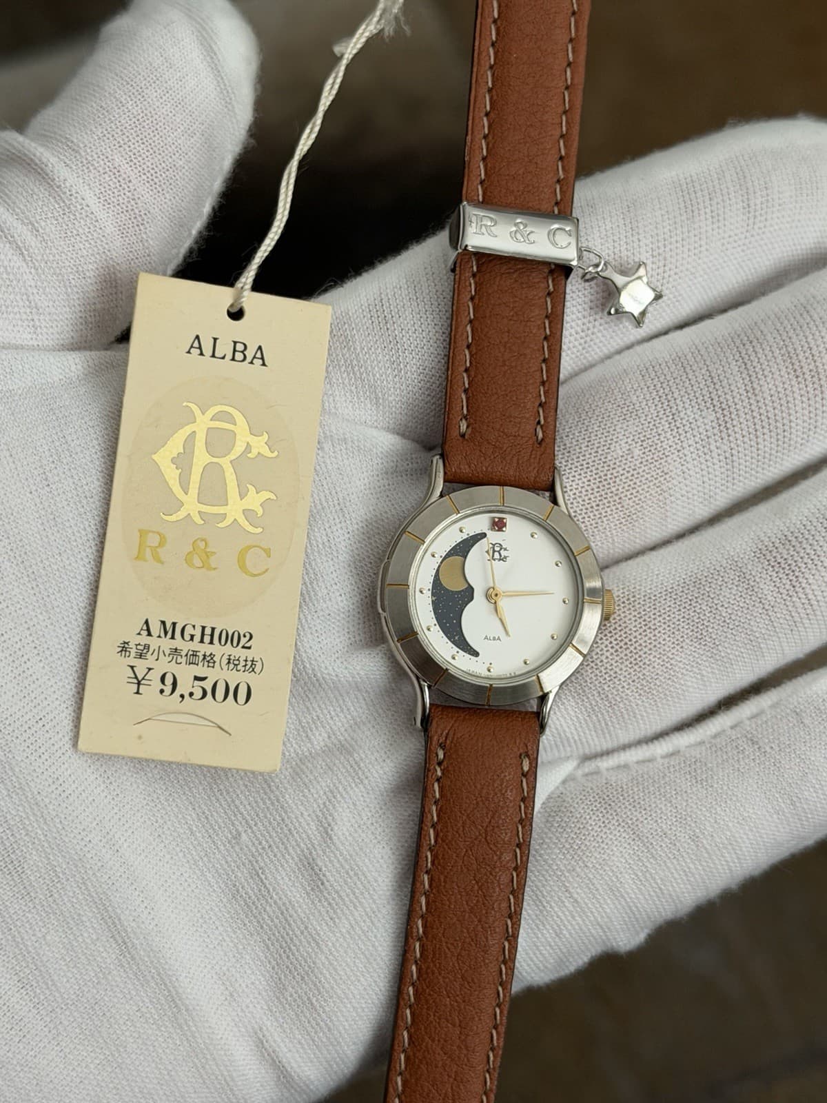NOS Rare Vintage Alba R&C V891-0070 Moon Phase Ladies Quartz Dress Watch JDM 90s