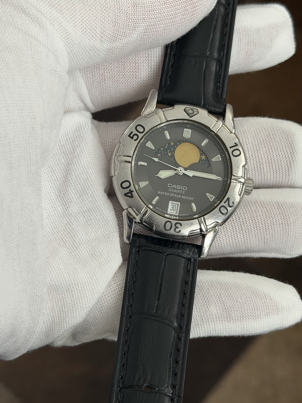 Rare Vintage Casio Moon Phase MD-717 Men’s Quartz Sports Watch JDM 1980s