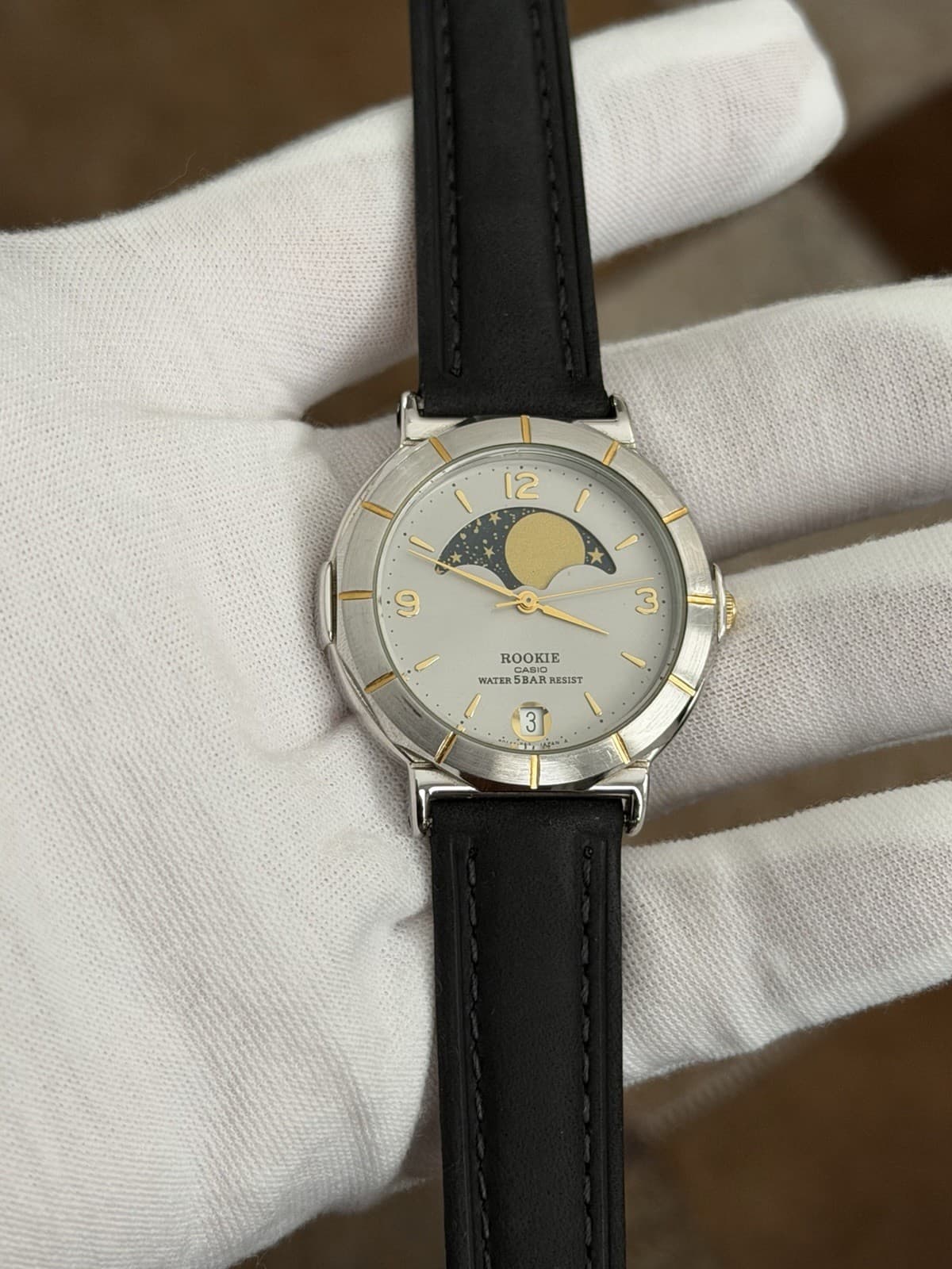 Rare Vintage Casio Rookie RKM-373 Moon Phase Men’s Classic Dress Watch JDM 1980s