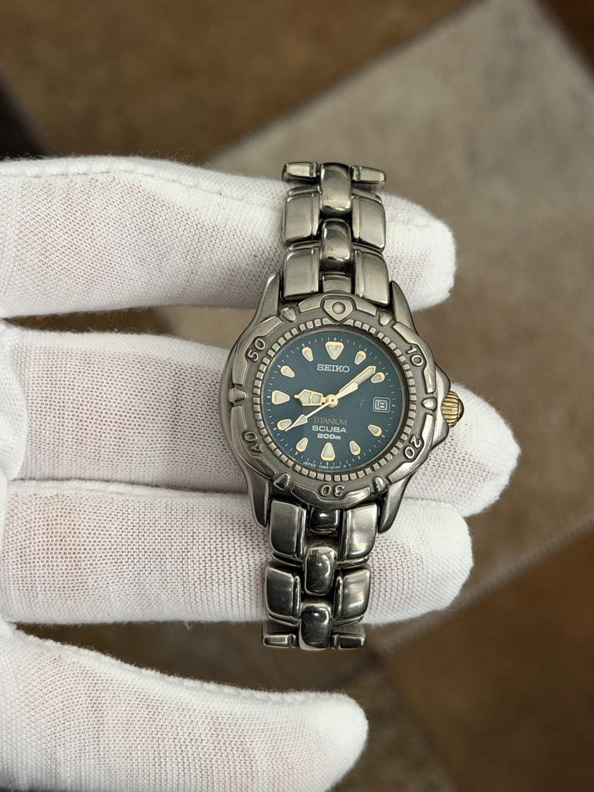 Rare Vintage Seiko Scuba Titanium 7N85-0130 Ladies Diver Sports Watch JDM 1990s