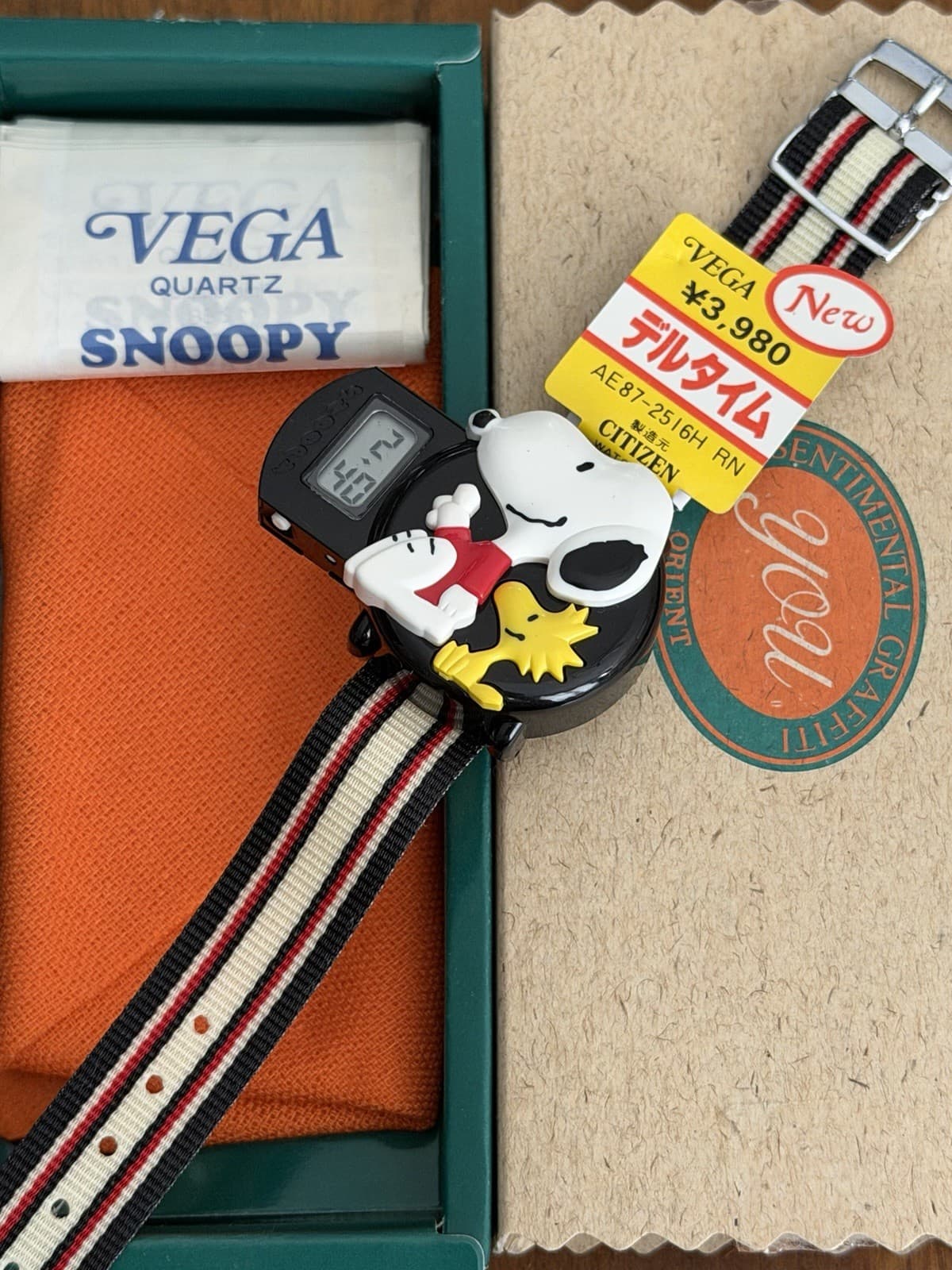 NOS Rare Vintage Citizen Vega Snoopy Pop Out Digital Watch JDM 1980s AE87-2516H