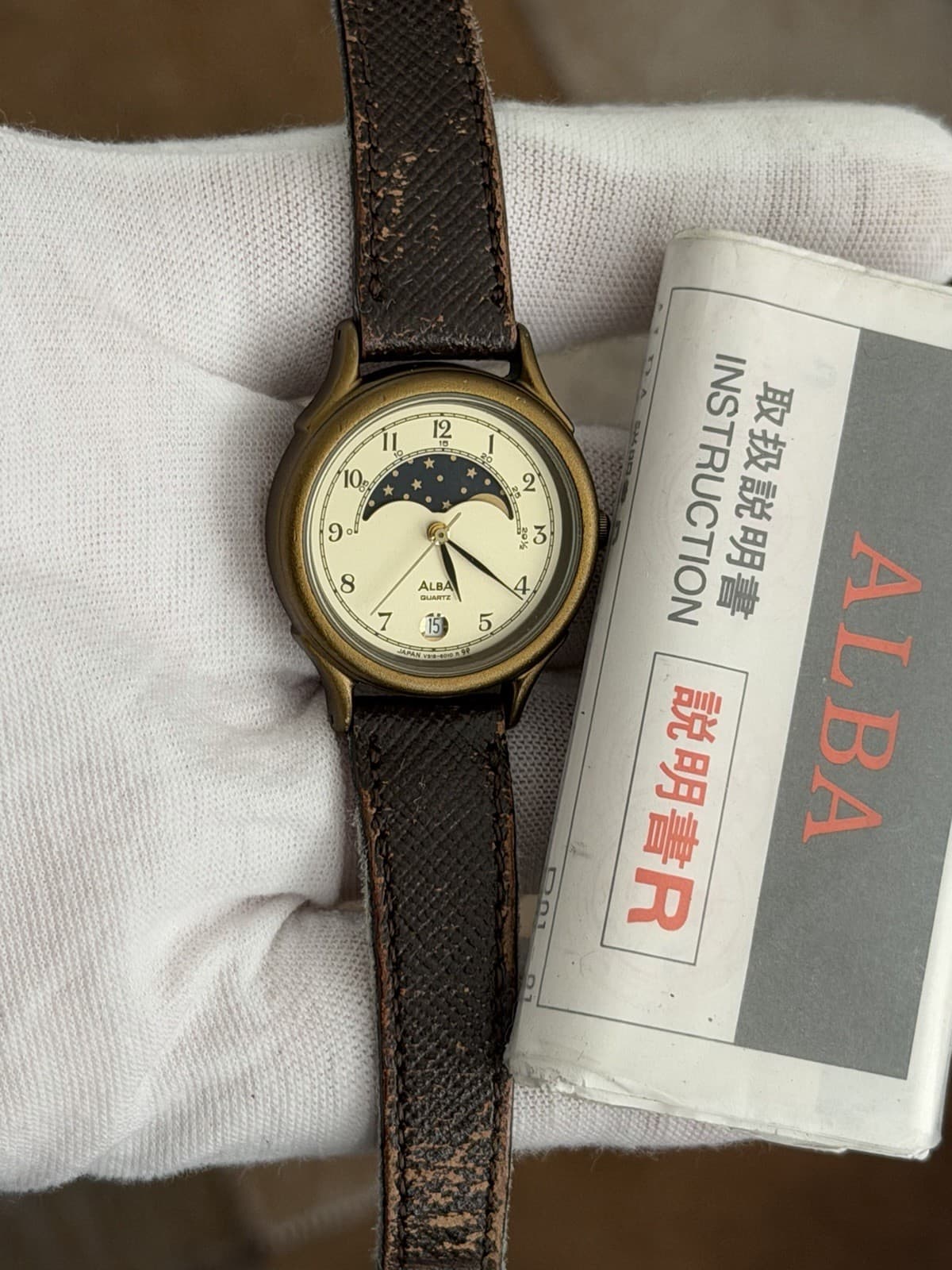 Rare Vintage Seiko Alba Moon Phase V318-6010 Ladies Classic Dress Watch JDM 90s