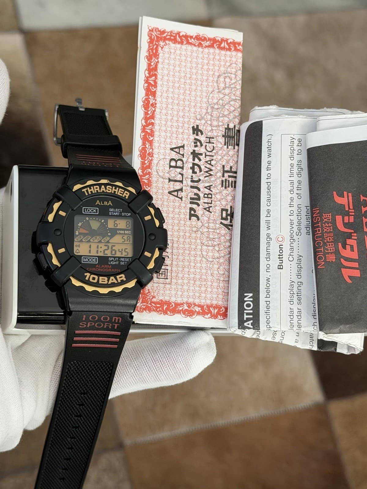 NOS Rare Vintage Alba Thrasher W339-4A90 Men’s Digital Sports Watch JDM 1980s