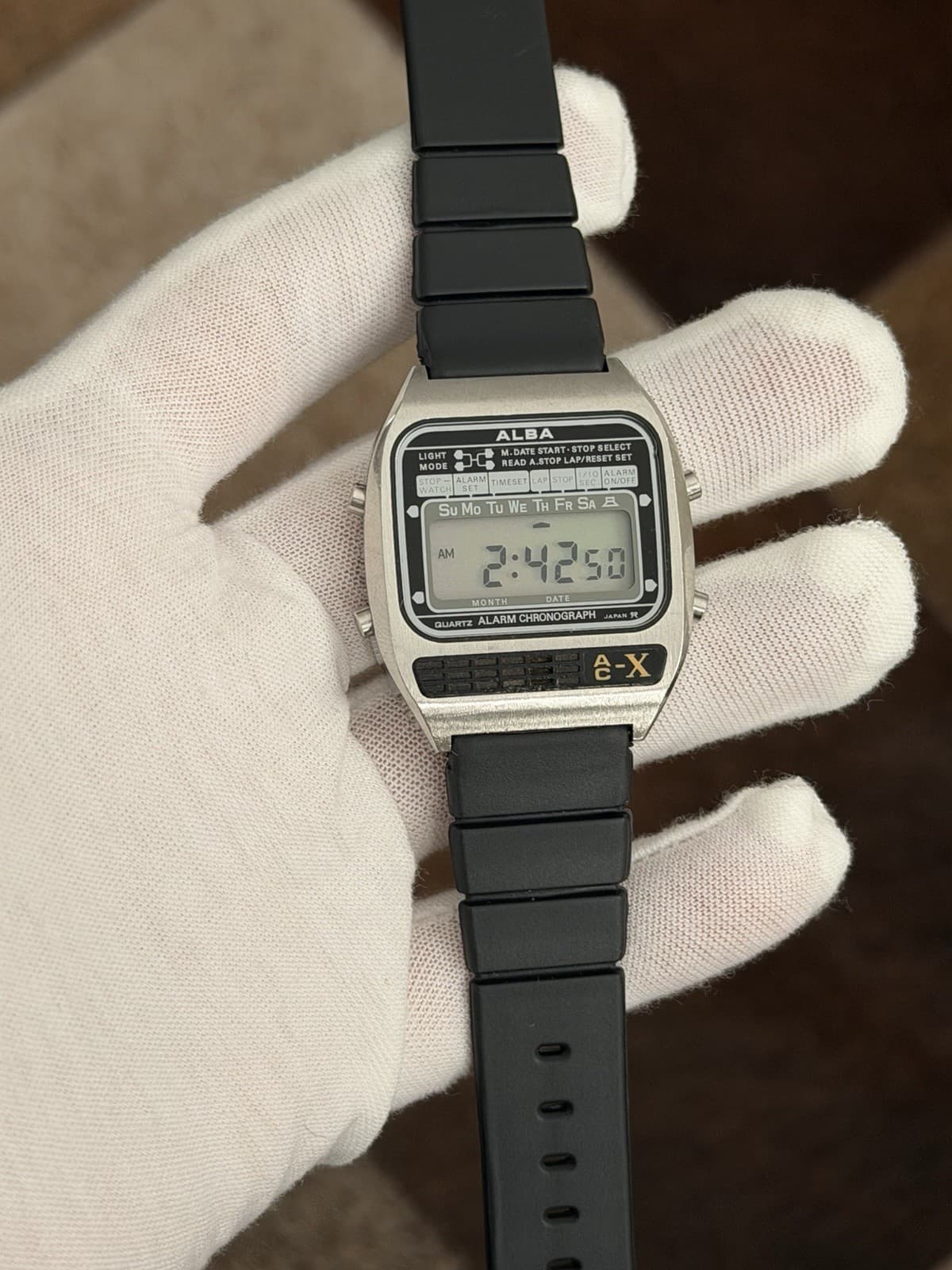 Rare Vintage Alba AC-X Y446-4000 Men’s Alarm Chronograph Digital Watch JDM 70s