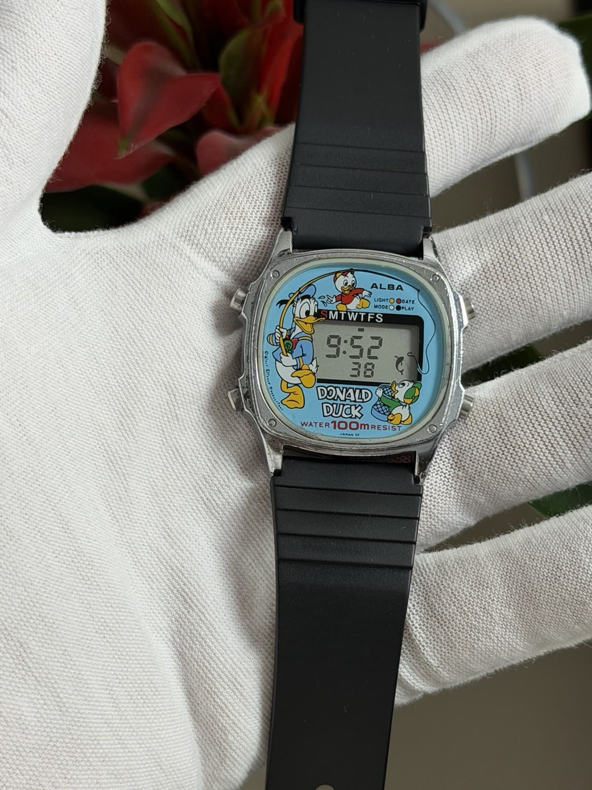 Rare Vintage Seiko Alba Y753-4020 Donald Duck Digital Fishing Watch JDM 1980s
