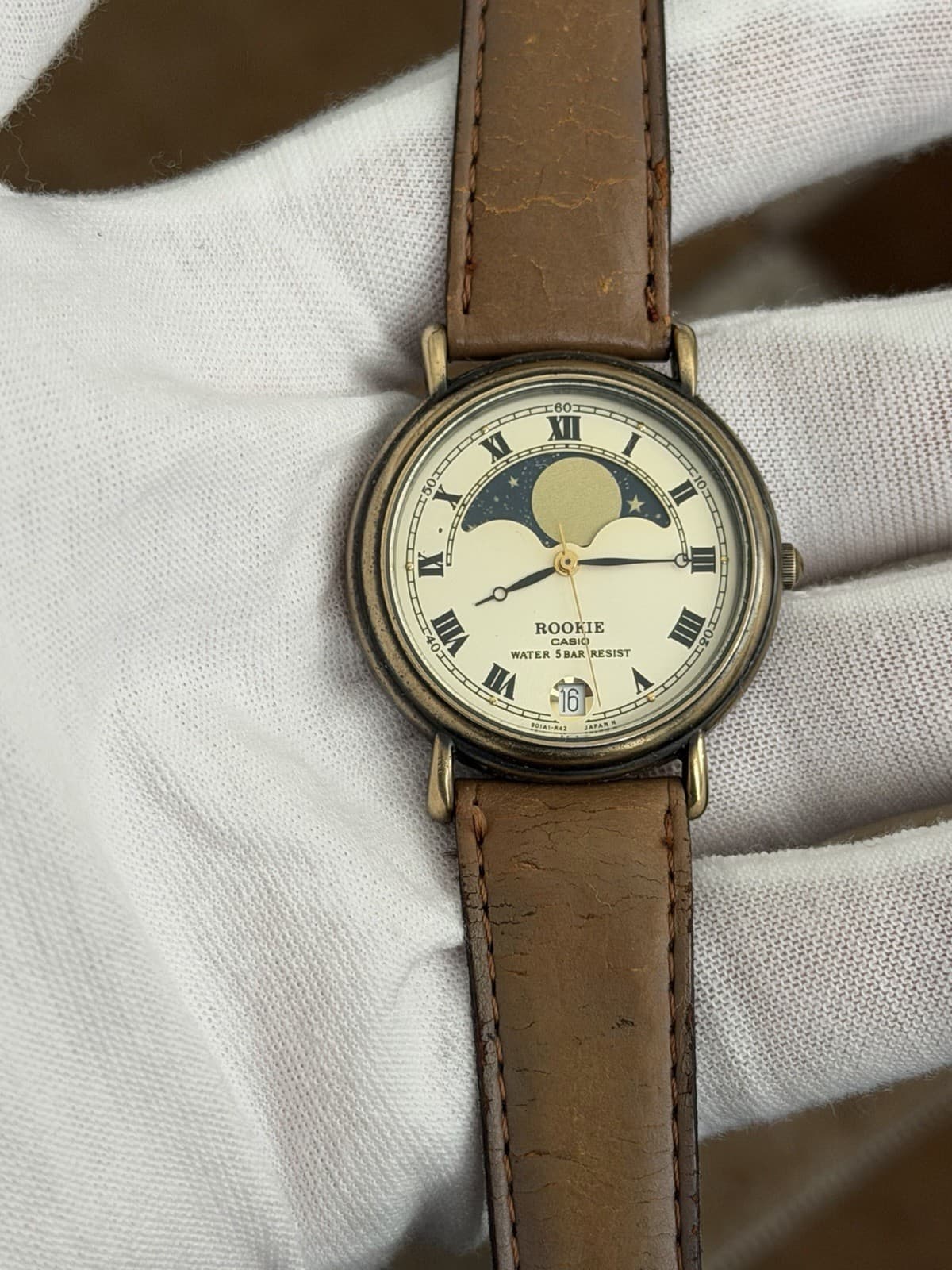 Rare Vintage Casio Rookie RKT-380 Moon Phase Men’s Classic Dress Watch JDM 1980s