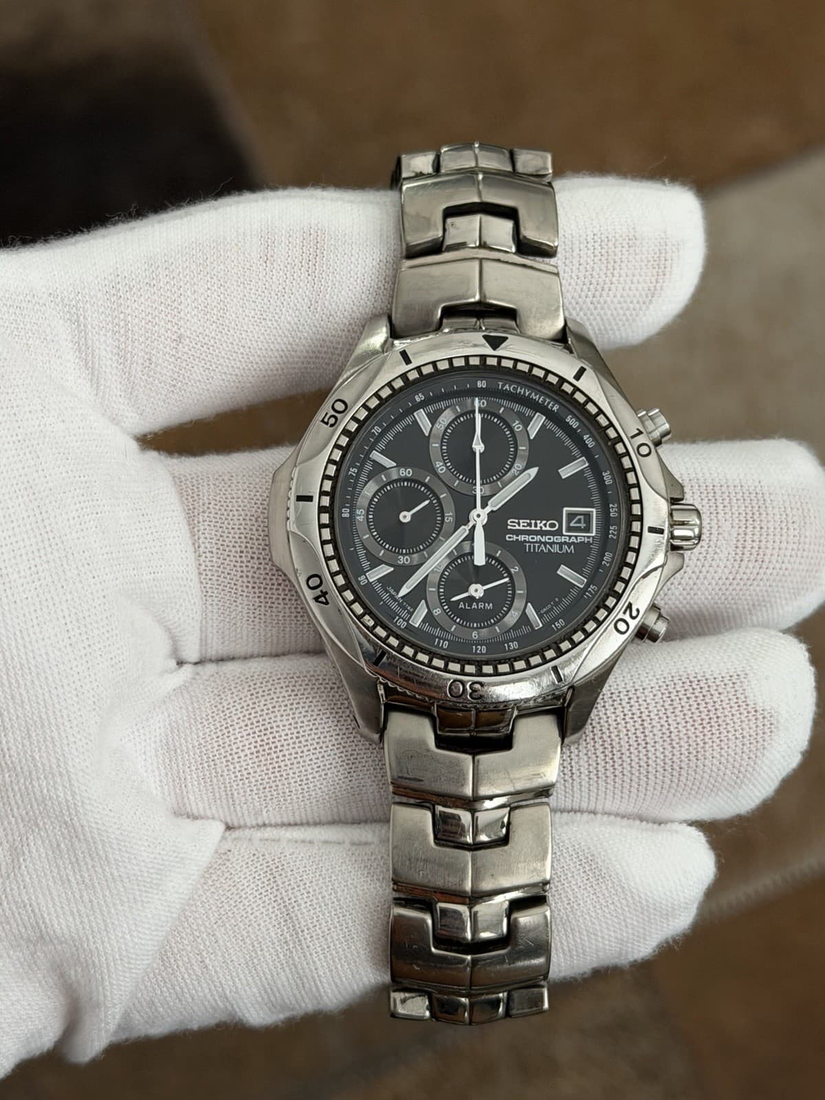 Seiko Titanium Alarm Chronograph 7T62-0AC0 Men’s Vintage Sports Watch JDM 1990s