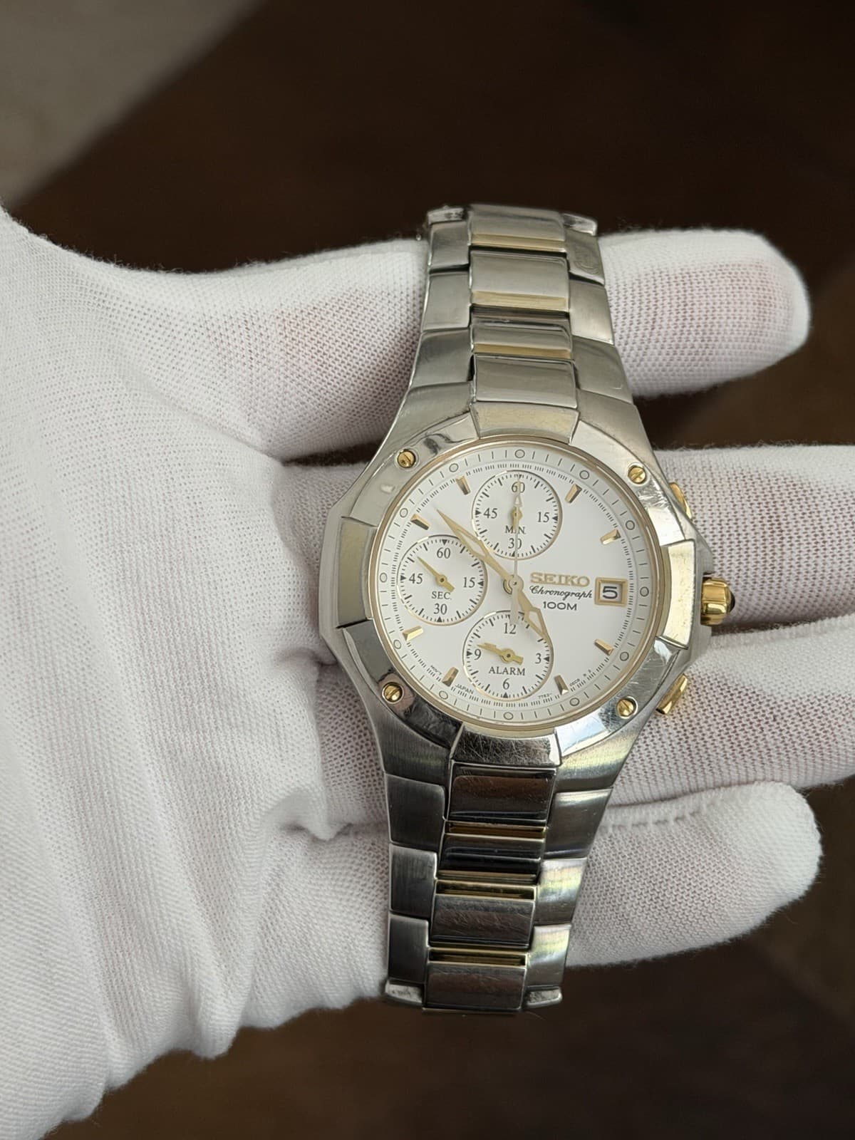 Seiko Chronograph Alarm 7T62-0DP0 Men’s Vintage Dress Sports Watch JDM 1990s